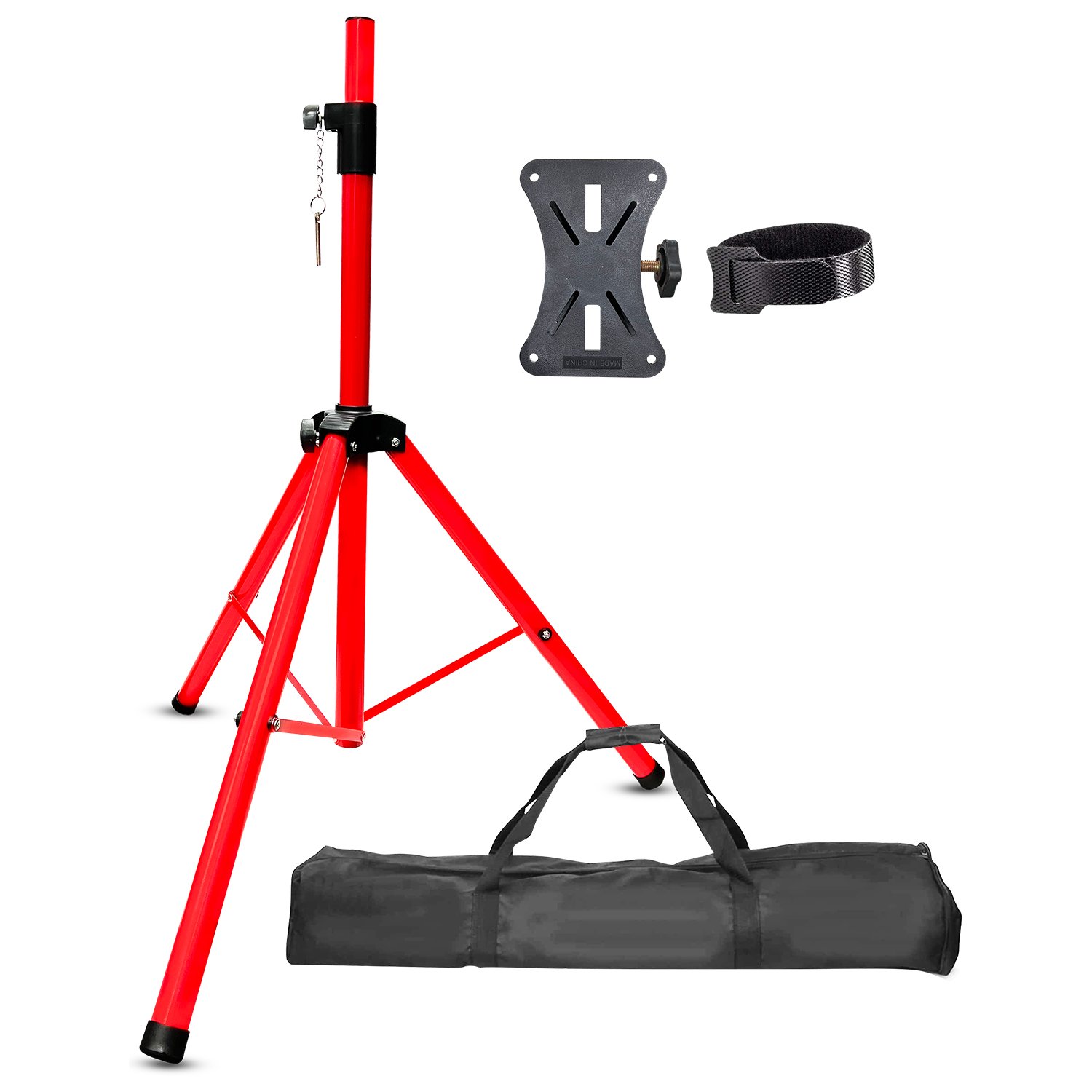 5 Core Professional Speaker Tripod Stand Adjustable Up to 72" Heavy Duty Steel SS HD 1 PK RED