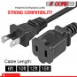 Premium Extension Cord AC 2 Prong Power Cord Cable 6Feet 5Core EXC BLK 6FT