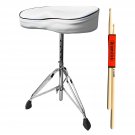 5 Core Drum Throne Saddle White| Height Adjustable Padded DS CH WH SDL