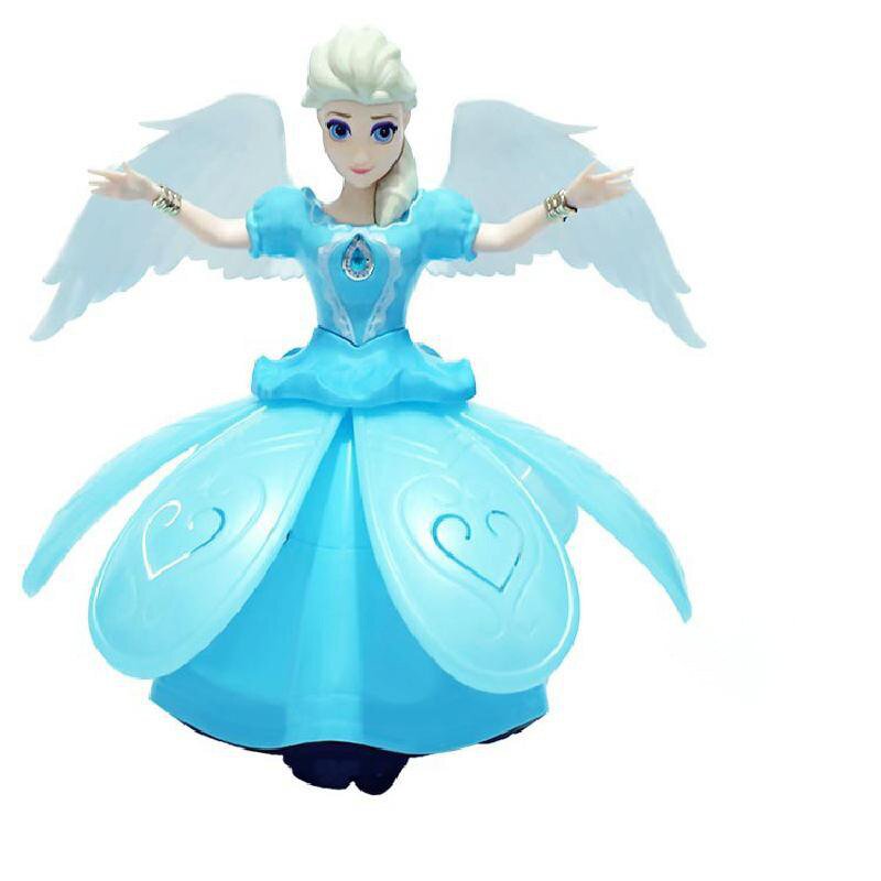 Princess Frozen Cartoon Animation Figure Elsa Doll Light Music Spinning 