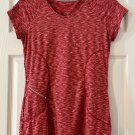 Athleta Tank Top V Neck Zipper Pocket Red White Size Small