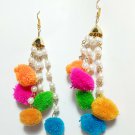 Multicolour 5 pom pom earrings earrings