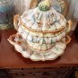 A large vase with a dish from Capodimonte marking.Italy Vintage