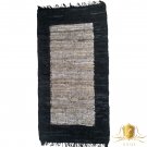 Leather Rug for Fireplace Fireproof Carpet BLACK RECTANGLE Hearth Fire Resistant