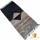 Leather Hearth Rug for Fireplace Fireproof Mat BLACK BEIGE DIAMOND