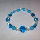 Blue glass bead stretch bracelet