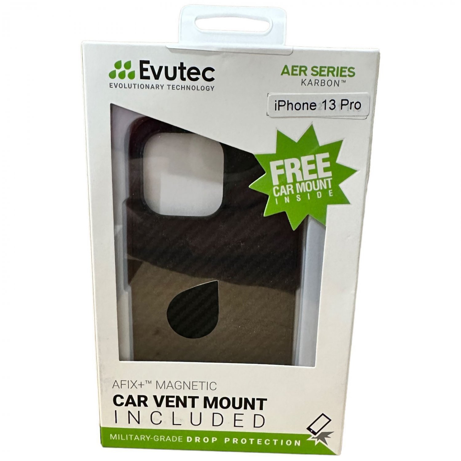 Evutec Apple iPhone 13 Pro Ballistic Nylon Case with Car Vent Mount Black