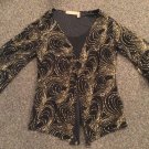 Notations Glittered Open Long Sleeve Shirt, Size L