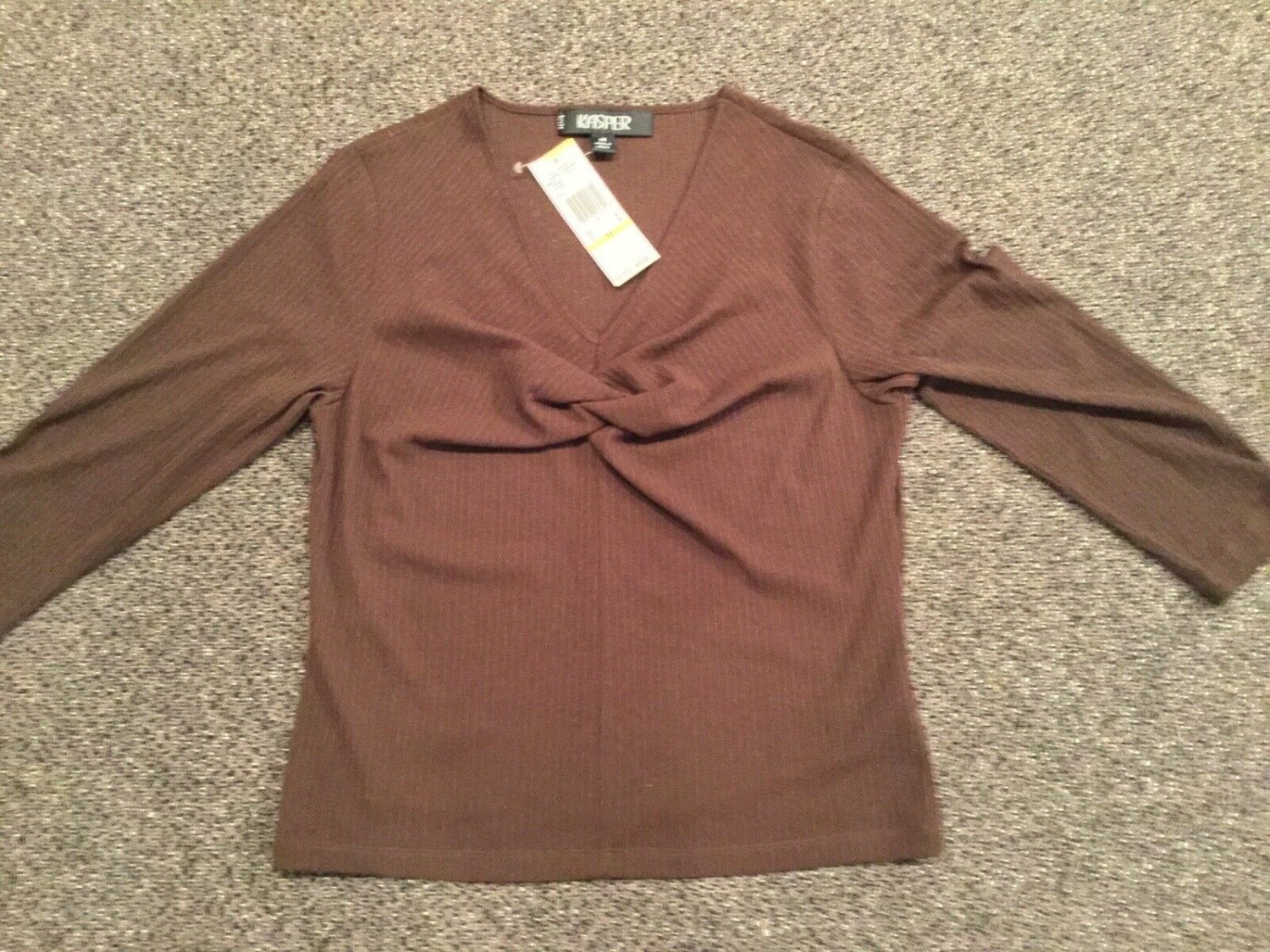 Kasper Petite Sheer Long Sleeve Shirt, Size PM, NWT