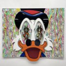 Modern wood sculpture wall 3D art Scrooge Mcduck GOLD eyes Frame