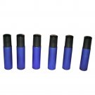 6 Bottles Cobalt Blue 1/3 oz,10 ml GLASS Roll On Bottle With Cap & Roller