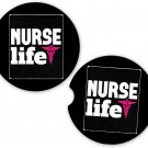 Nurse Nursing Life | Set of 2 Matching Coasters Car Cup Holders