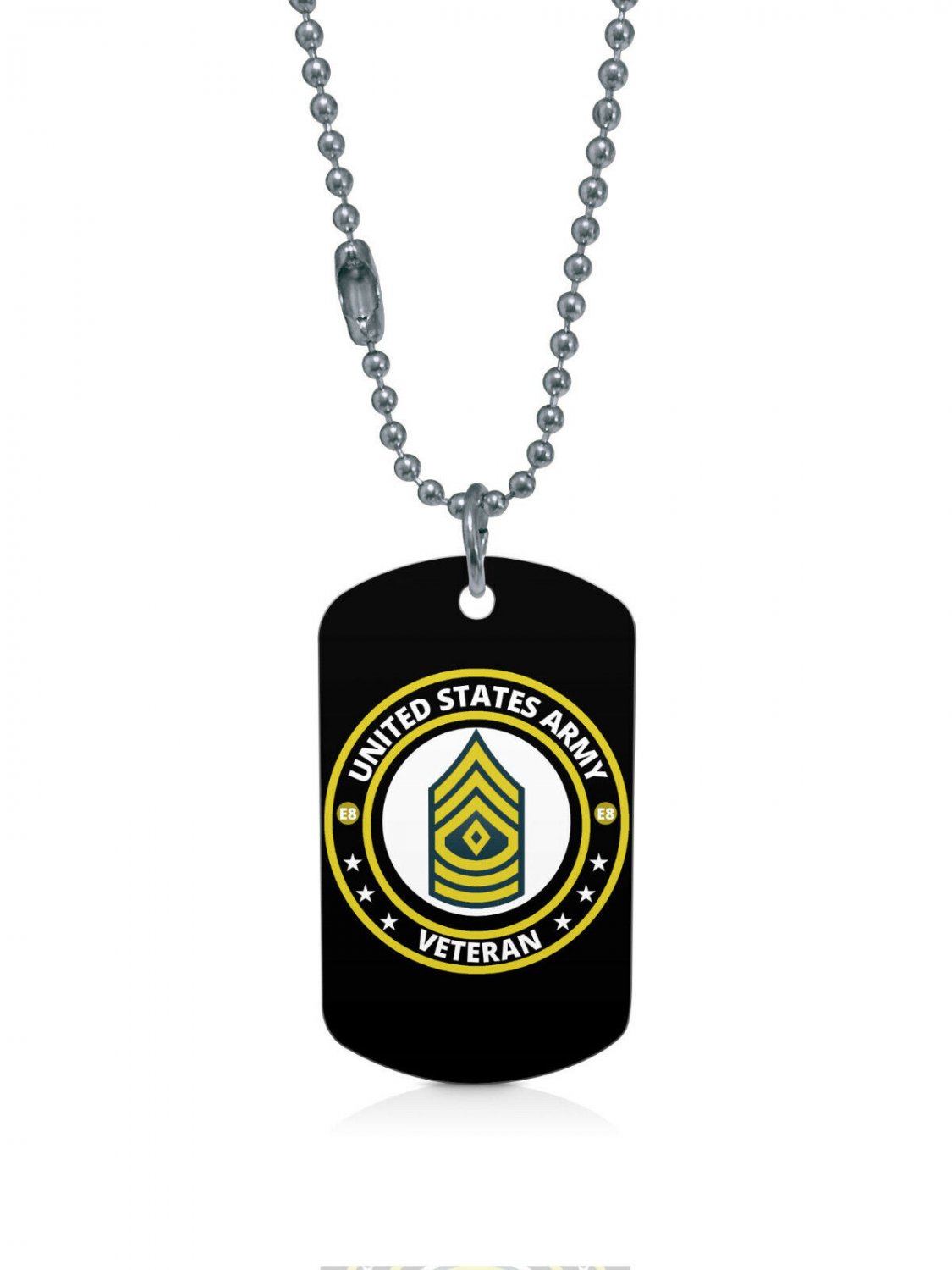 US Army First Sergeant 1SG E8 Veteran Dogtag Pendant Necklace Keychain