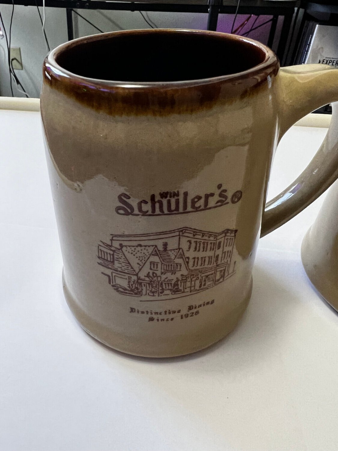 2 Vintage Win Schuler's Distinctive Dining Restaurant Stoneware Beer