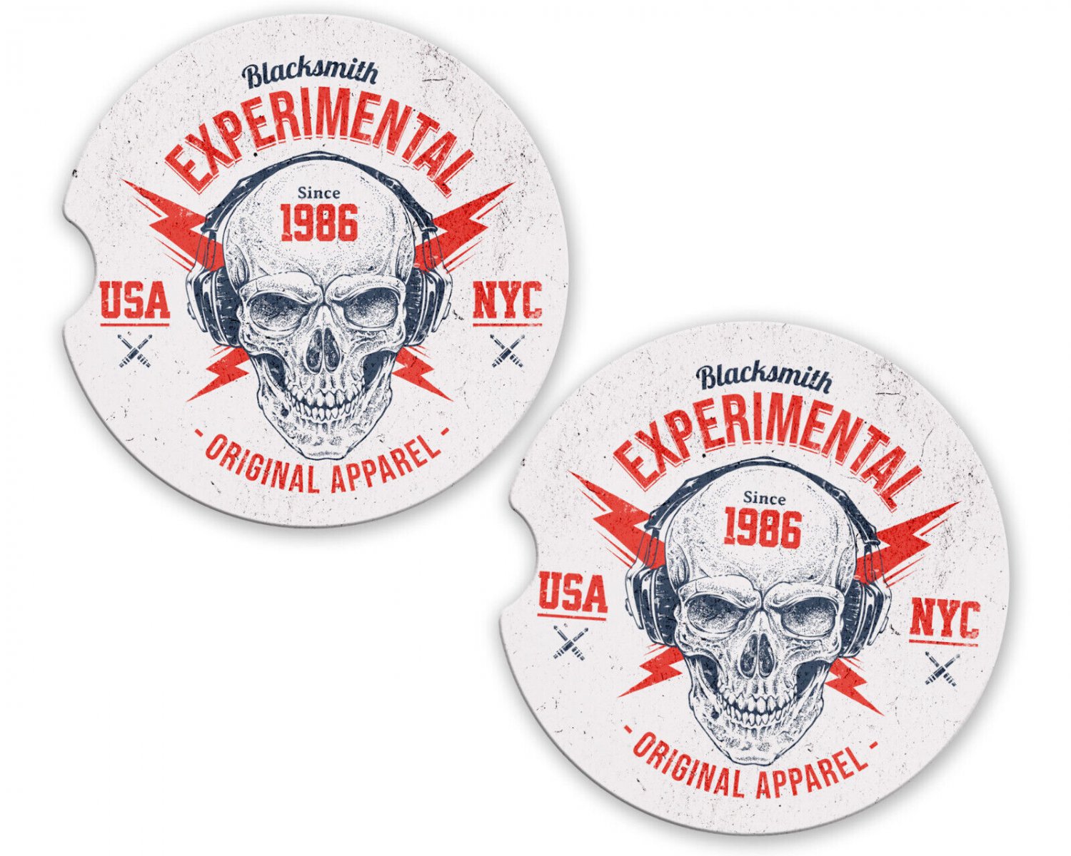 Skulls Experimental Sandstone Car Cup Holder Coaster Set