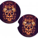 Skulls Enjoy The Ride Sandstone Car Cup Holder Coaster Set