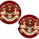 Skulls Firefighter We Fight Sandstone Car Cup Holder Coaster Set