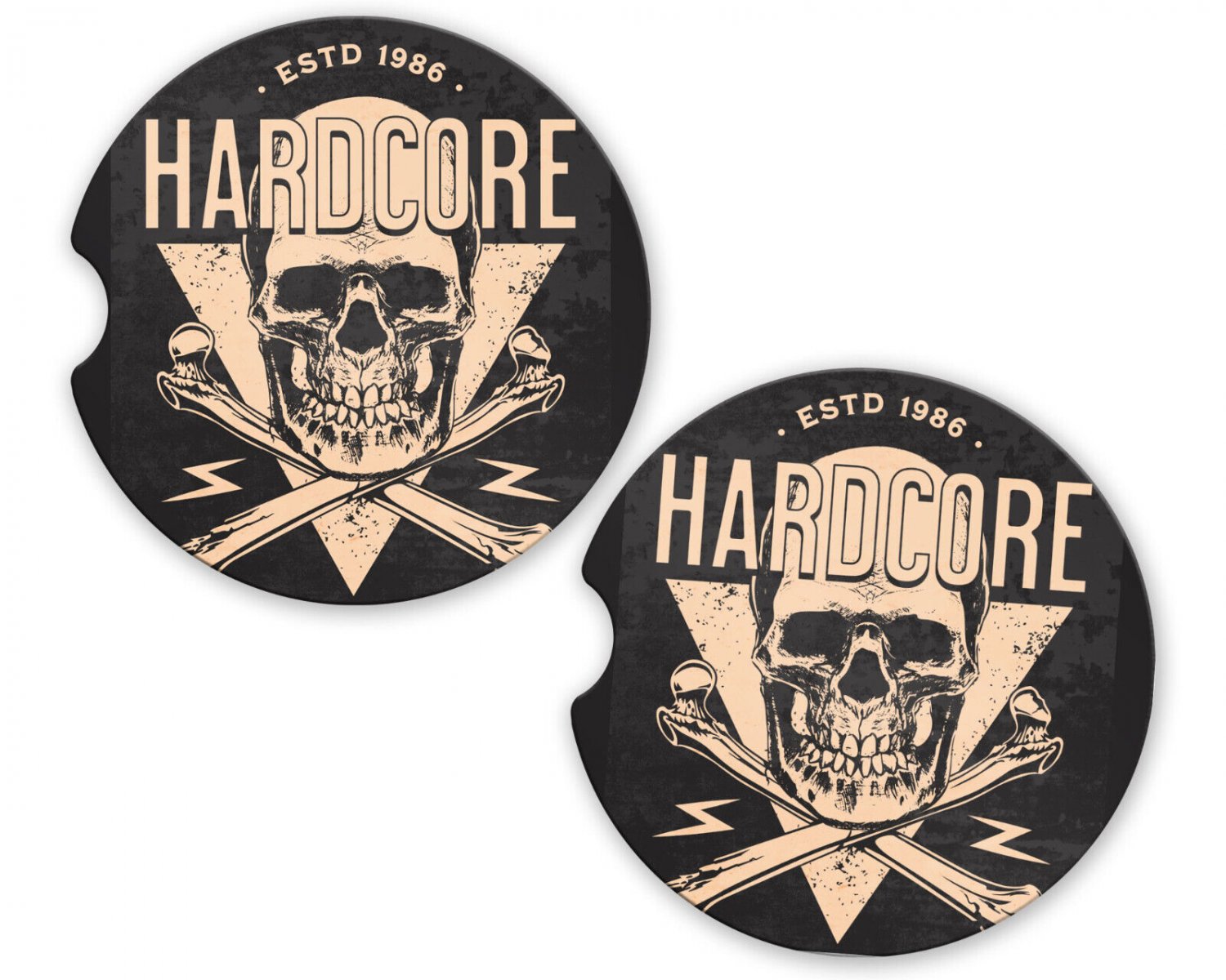 Skulls Hardcore Sandstone Car Cup Holder Coaster Set