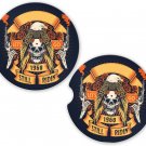 Skulls Still Ridin Sandstone Car Cup Holder Coaster Set