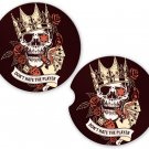 Skulls Player Sandstone Car Cup Holder Coaster Set