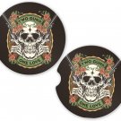 Skulls One Love Sandstone Car Cup Holder Coaster Set