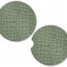 Alligator Safari Animal Print Pattern  Sandstone Car Cup Holder Coaster Set Gift