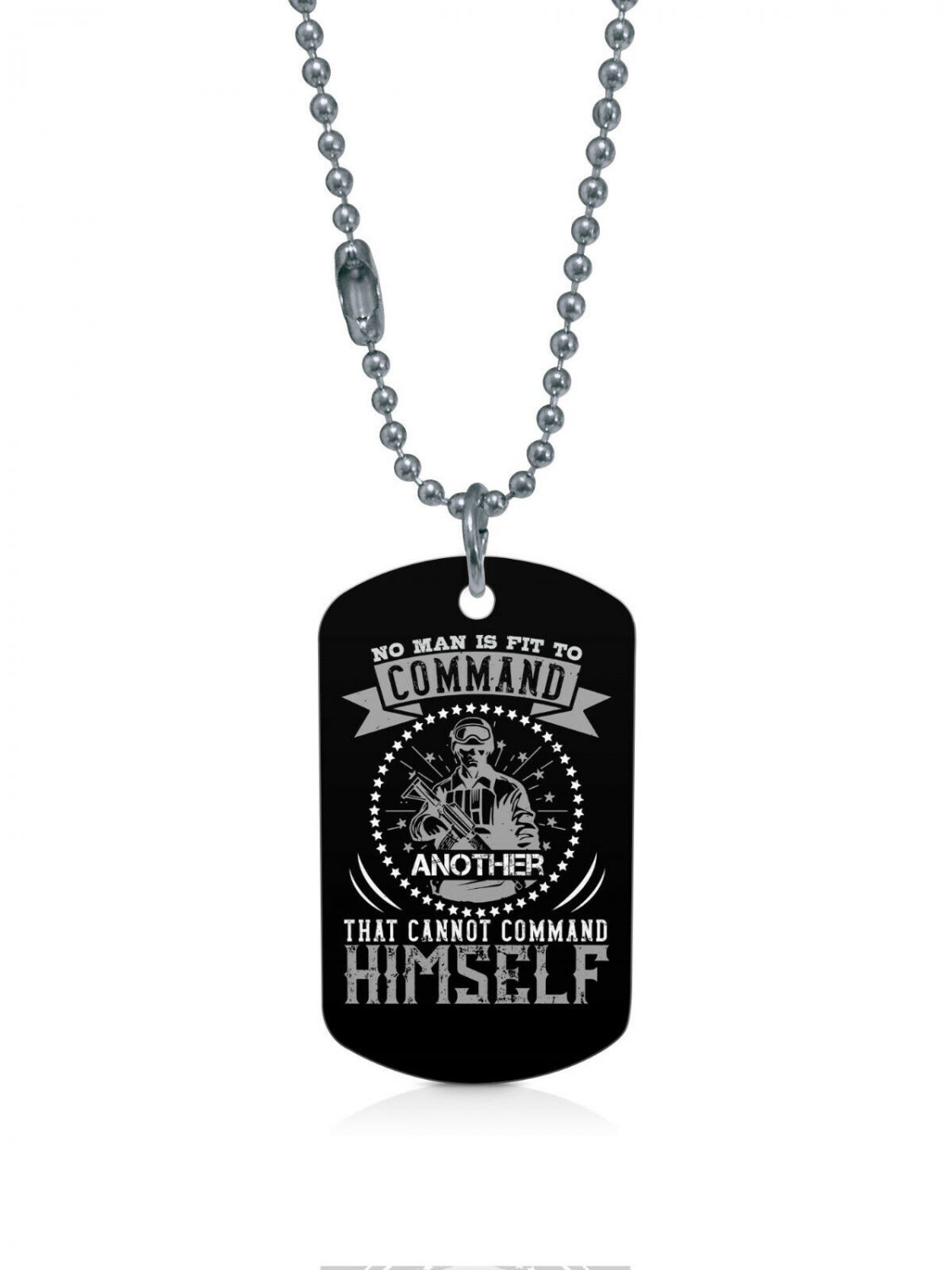 US Army Command Himself #2 Black Dogtag Pendant Necklace Keychain