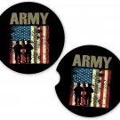 US Army Military Veteran Camo USA Flag Set of 2 Coasters Car Cup Holder