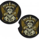 Skulls Rock And Roll Sandstone Car Cup Holder Coaster Set