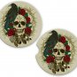 Skulls Raven Sandstone Car Cup Holder Coaster Set