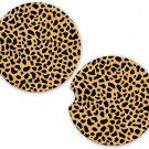 Cheetah Safari Animal Print Sandstone Car Cup Holder Coaster Set Gift