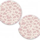 Pink Cow Hide Pattern Animal Print Sandstone Car Cup Holder Coaster Set Gift