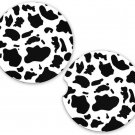 Black Cow Hide Pattern Animal Print Sandstone Car Cup Holder Coaster Set Gift