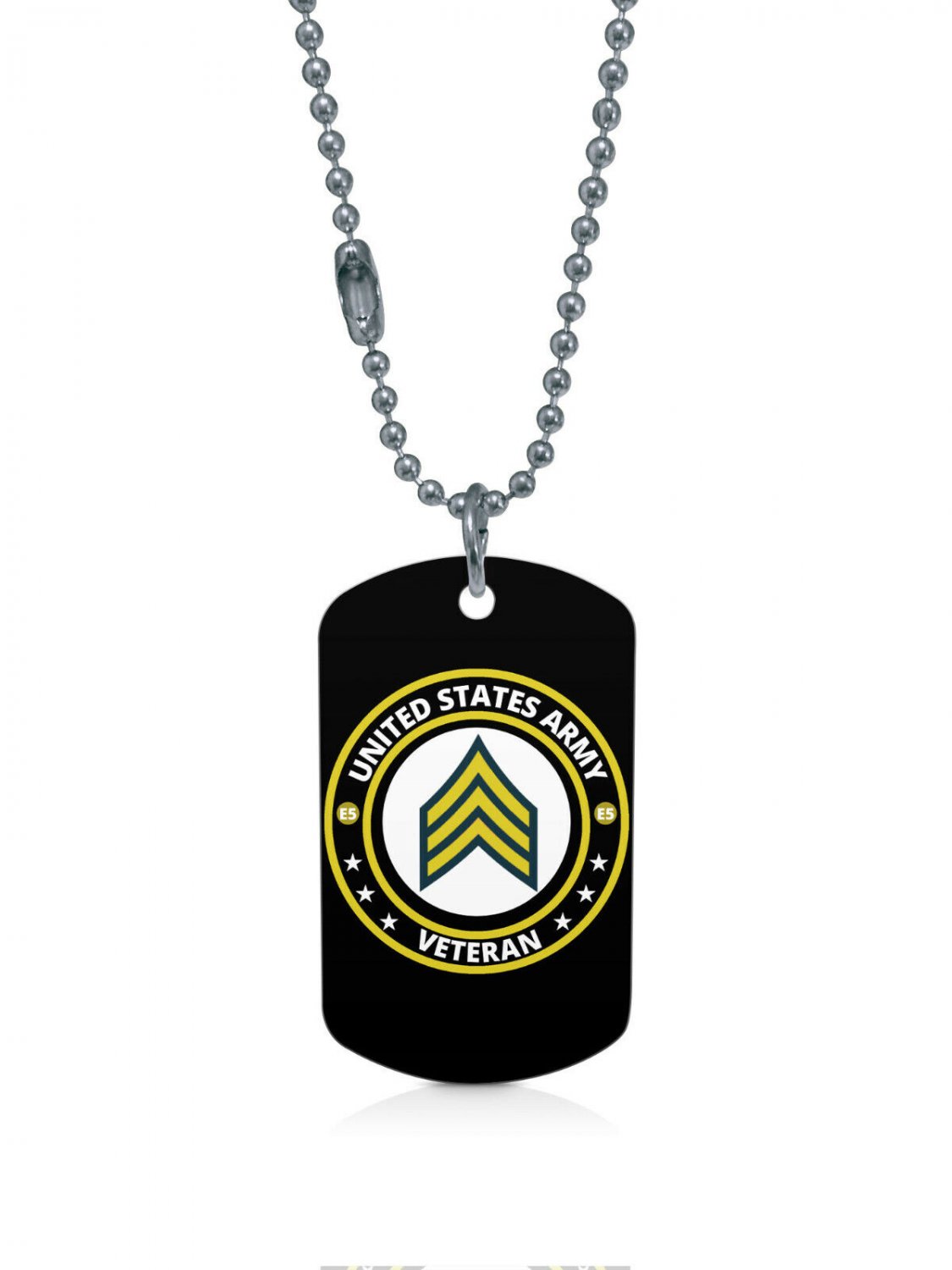 US Army Sergeant SGT E5 Veteran Dogtag Pendant Necklace Keychain