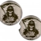 Skulls Stay Home Sandstone Car Cup Holder Coaster Set