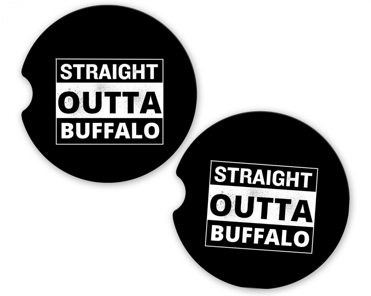 Straight Outta Buffalo USA State City Sandstone Car Cup Holder Coaster Set