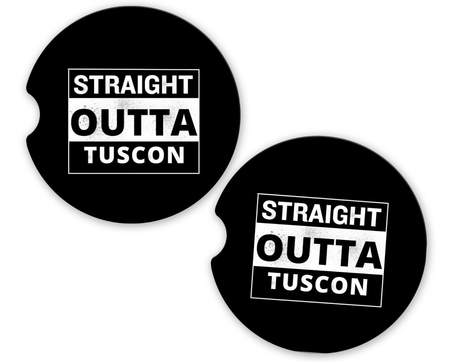 Straight Outta Tuscon USA State City Sandstone Car Cup Holder Coaster Set