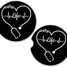 Nurse Black Nurse Life  | Set of 2 Matching Coasters Car Cup Holders