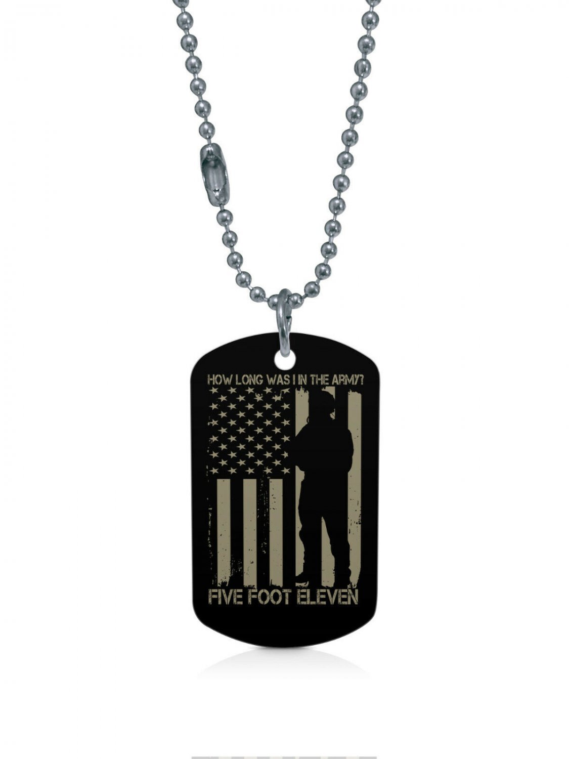 US Army Five Foot Eleven Dogtag Pendant Necklace Keychain