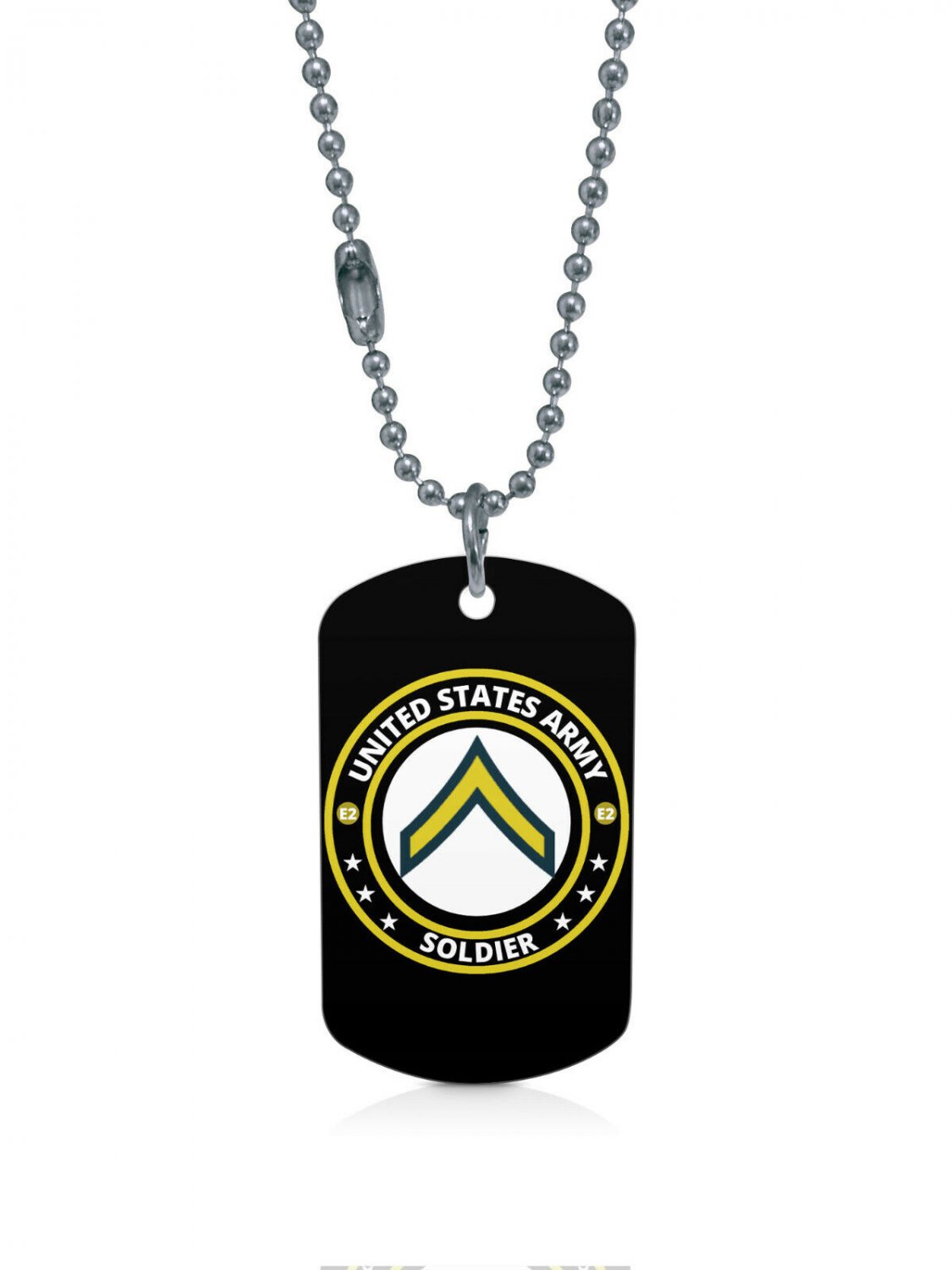 US Army Private E2 Soldier Dogtag Pendant Necklace Keychain