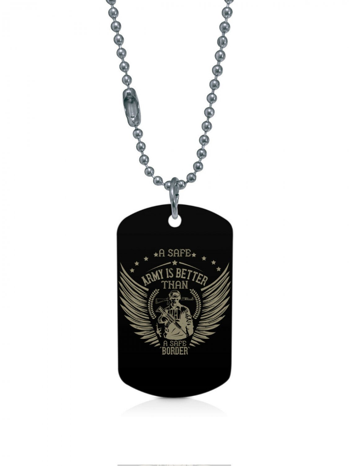 US Army A Safe Border Dogtag Pendant Necklace Keychain