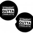 Straight Outta Charlotte  USA State City Sandstone Car Cup Holder Coaster Set