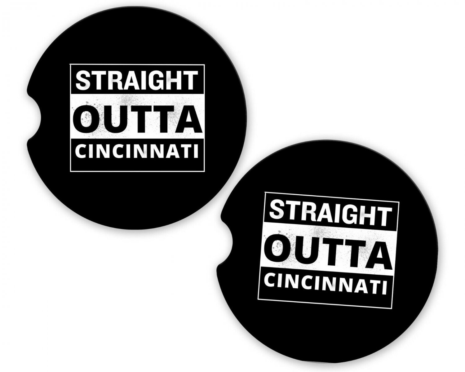 Straight Outta Cincinnati USA State City Sandstone Car Cup Holder Coaster Set