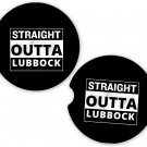 Straight Outta Lubbock USA State City Sandstone Car Cup Holder Coaster Set