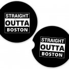 Straight Outta Boston  USA State City Sandstone Car Cup Holder Coaster Set