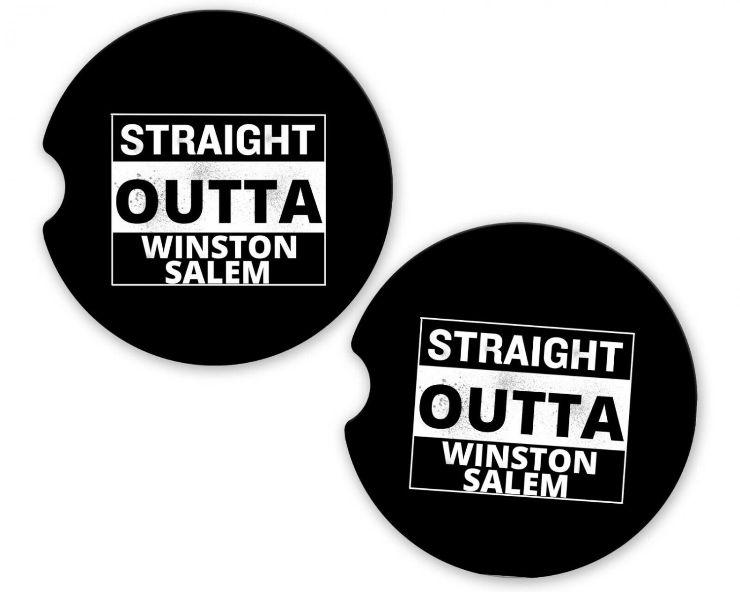 Straight Outta Winston Salem State City Sandstone Car Cup Holder Coaster Set