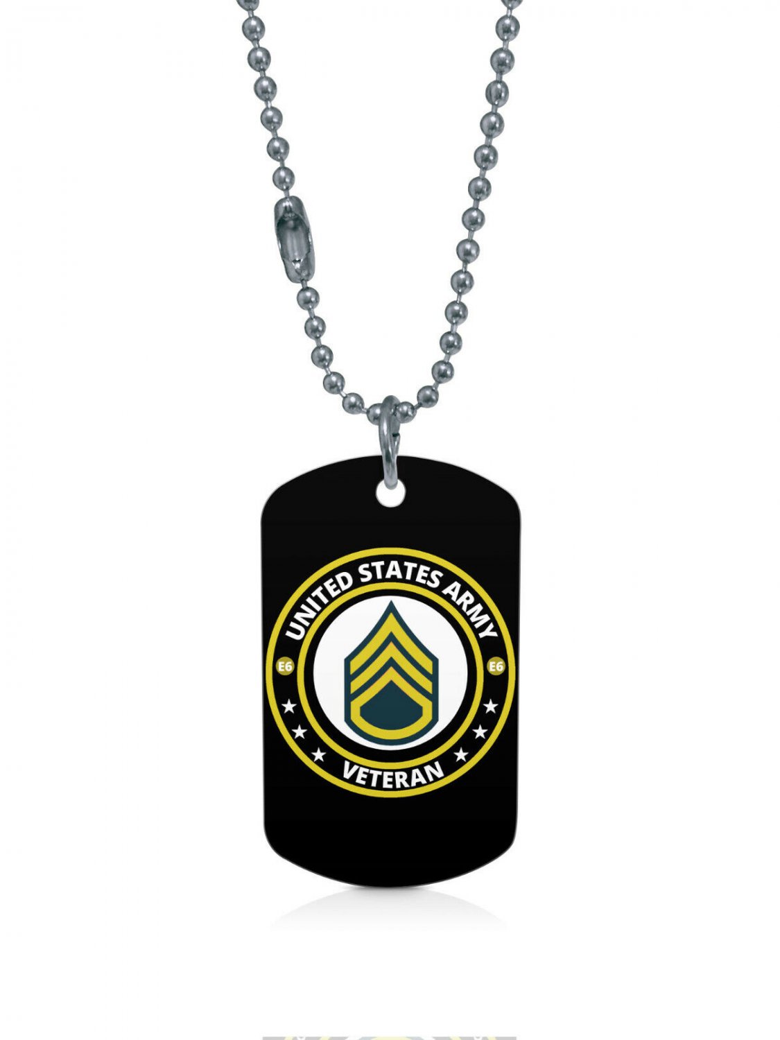 US Army Staff Sergeant SSG E6 Veteran Dogtag Pendant Necklace Keychain