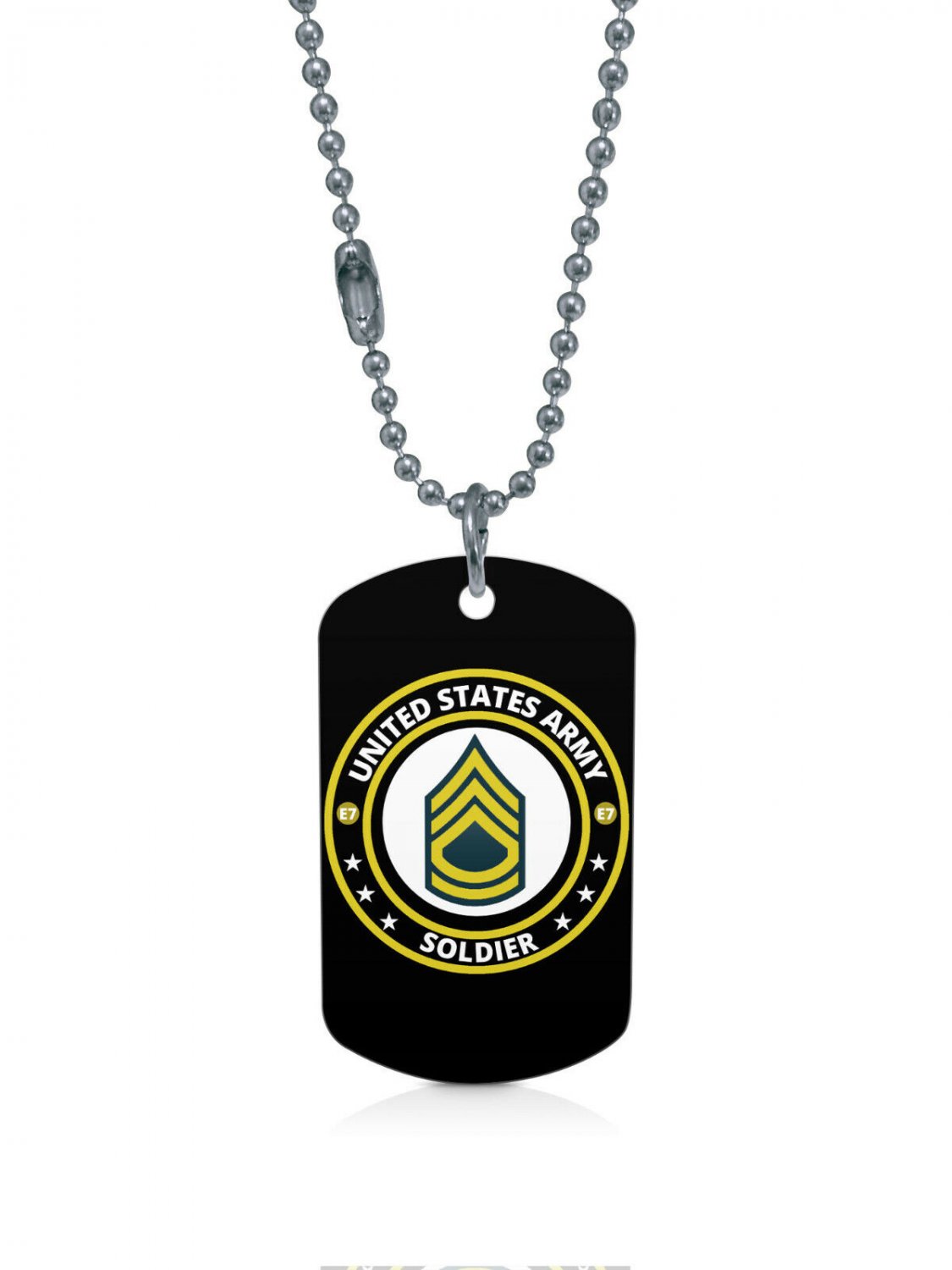 US Army Sergeant First Class SFC E7 Soldier Dogtag Pendant Necklace Keychain
