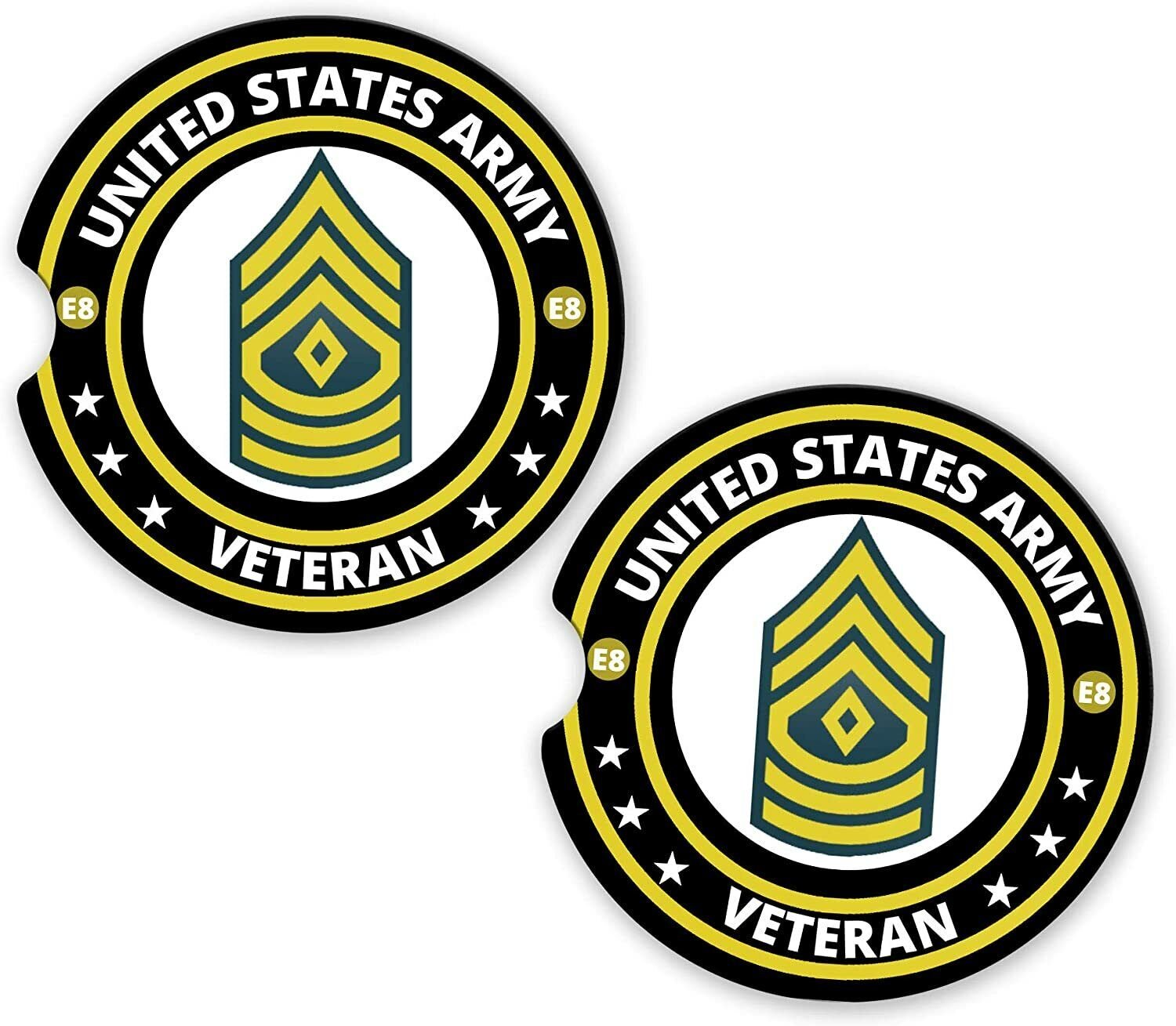 Veteran E8 Army 1ST SGT Veteran Set of 2 Coaster Set of 2 Coaster Car Cup Holder