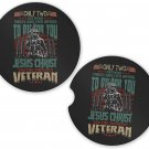 Military Veteran Jesus #3 Set of 2 Coaster Set of 2 Coasters Car Cup Holder